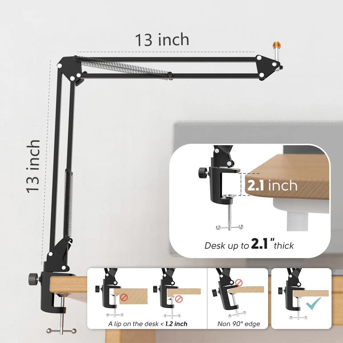 Microphone Arm Boom,Adjustable Suspension Boom with Heavy Duty Clamp,Scissor Mic Stand for Recording,Gaming,K688 K658-CS1