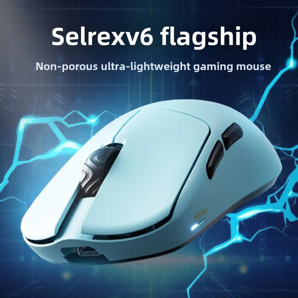 SCYROX V6 Non-Porous 8Khz Wireless Mouse Esports 40G with 8K Receiver Fast Response Pixart 3950 750IPS High Quality Web Driver