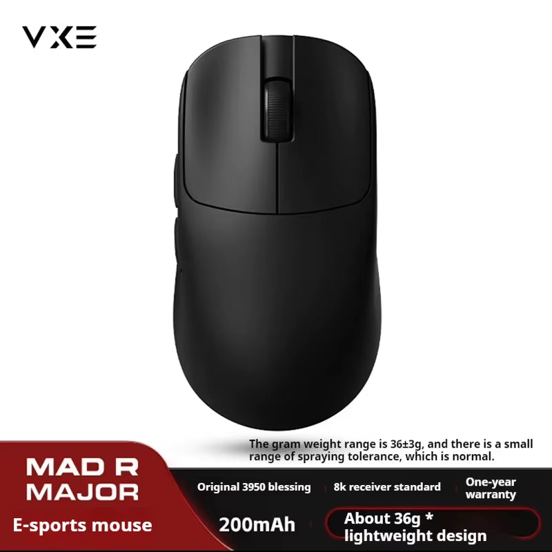 The New Vxe Mad R/R Major Gaming E-Sports Mouse Paw3395/3950 Dual-Mode Nonporous Lightweight Ergonomic Standard 8K